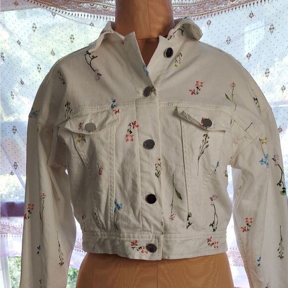CROP WHITE JEAN JACKET " PARKER" Size XS NWOT - Picture 1 of 12